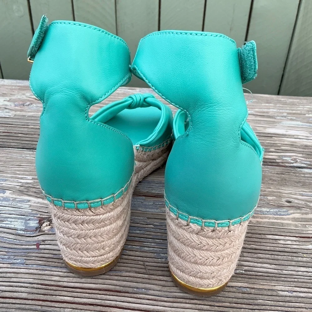 Clementine Ankle Strap Platform Wedge Teal Summer Sandal